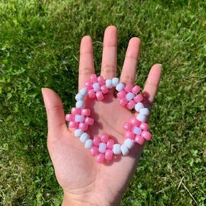 Pink and White Flower Cuff